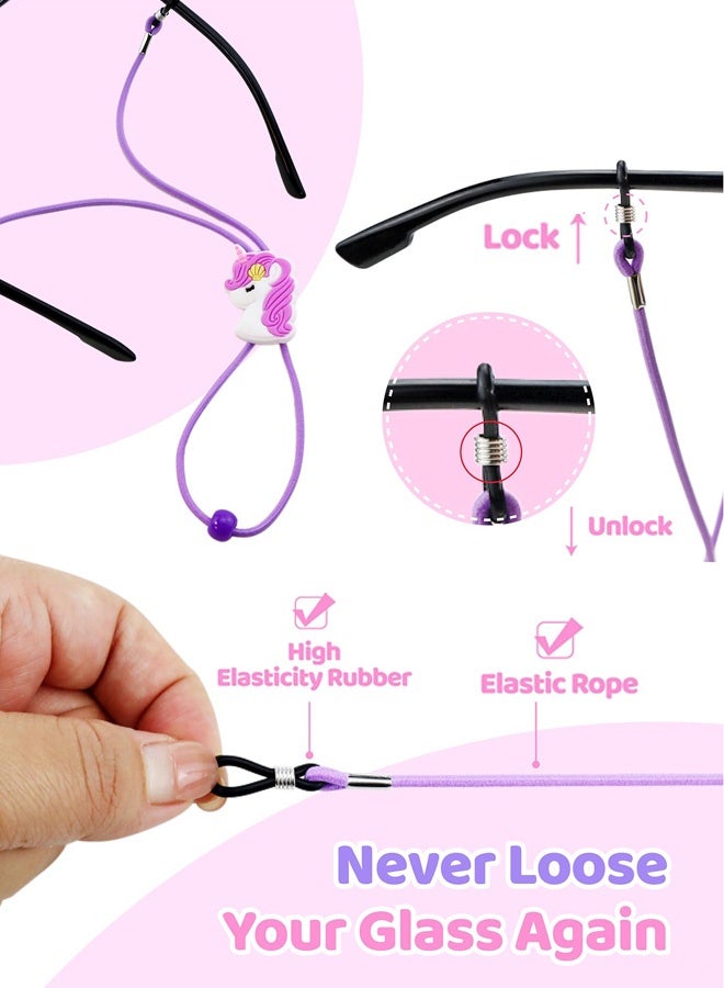 8 Pcs Kids Glasses Strap Unicorn Rainbow Adjuster Stretchy Eyeglass Strap Anti Glasses Falling Off Silicone Eyeglass Strap for Girls Boys Outdoor Play School Daily Use Home Leisure,Multicolor - Image 4