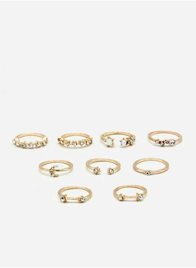 ستايلي Styli Set of 9 - Embellished Assorted Rings