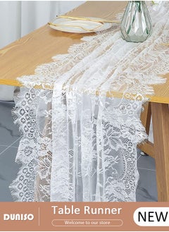 Lace Table Runner, Vintage Floral Table Runners, Boho Table Runne Hollow Embroidered Table Runner, Wedding Table Runner for Wedding Bridal Shower Baby Shower Party Table Decoratio