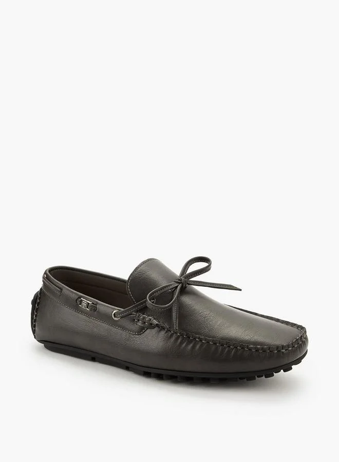 Renzo Ruganni Men Bow Trim Slip-On Moccasins