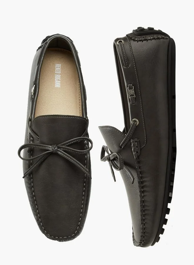 Renzo Ruganni Men Bow Trim Slip-On Moccasins