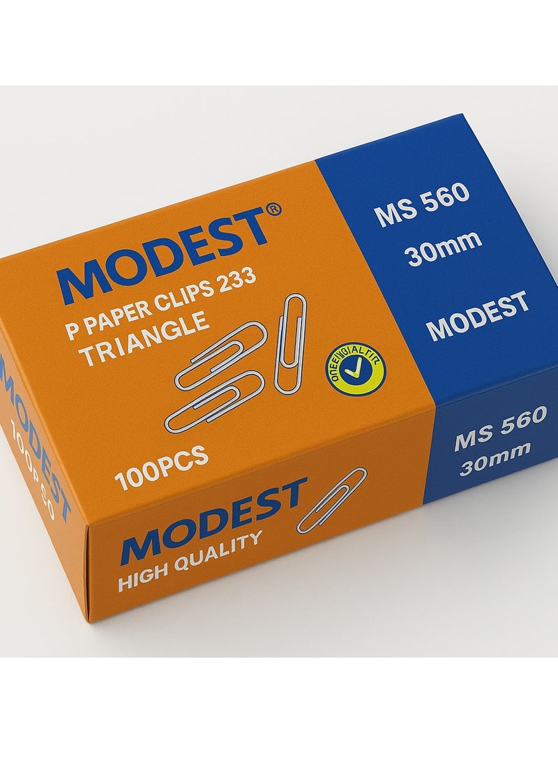 Modest Paper Clips 233 MS560 – 30mm Triangular Shape – 100 Pieces