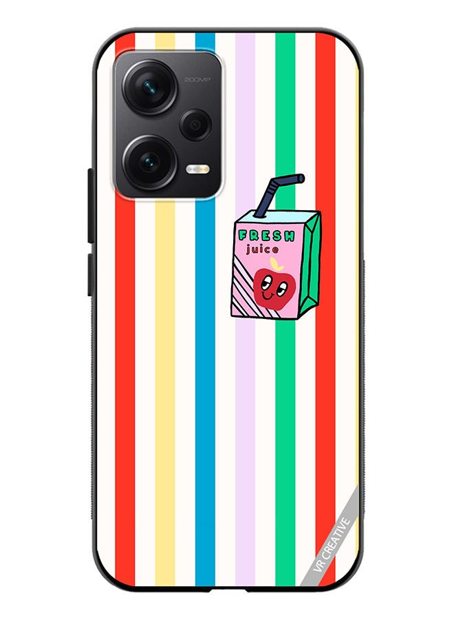 VR CREATIVE Protective Case Cover For Xiaomi Redmi Note 12 Discovery Summer Stripe Fresh Juice Apple Fruit Design Multicolour - Image 1