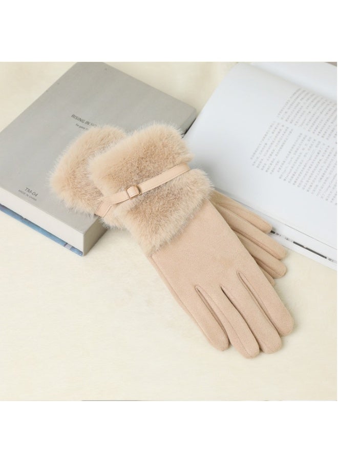 Girl's gloves, winter touch screen, comfortable velvet warm and thick warm gloves, cold and windproof gloves - Image 1