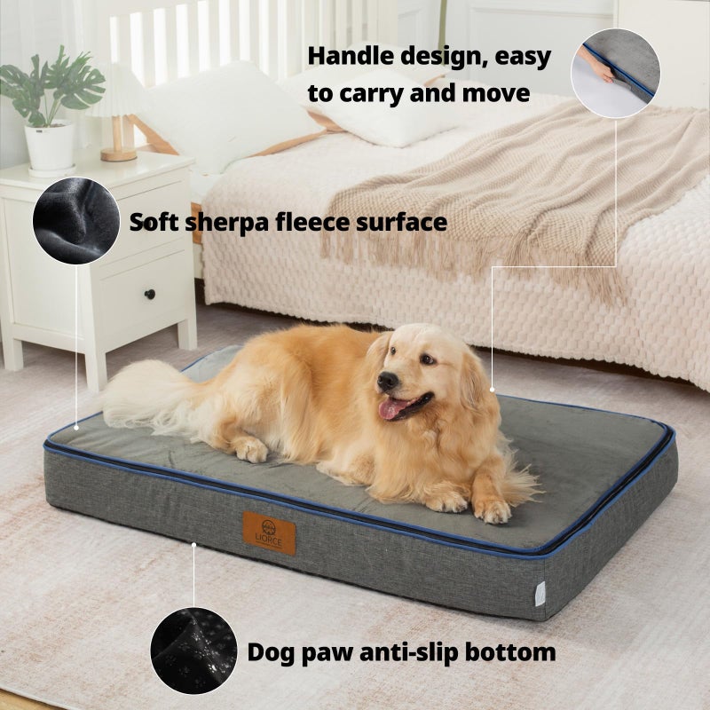 LIORCE Orthopedic Memory Foam XXL Dog Bed - 6" Thick Beds for Extra Large Sized Dog - Waterproof Removable Washable Cover & Wrap-Around Zipper - Ultimate Comfort & Easy Maintenance, Dary Grey - Image 5