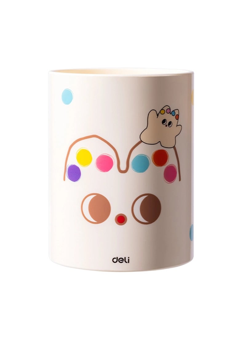 Deli 1-Piece Round Pen Holder 104x79x79mm Size White  - Image 1