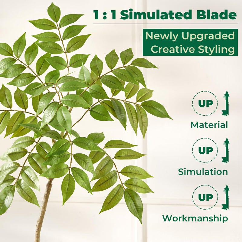 FloraFairy 6.5FT Artificial Sumac Tree with White Pot, Tall Faux Plants Indoor, Large Fake Tree with Nearly Natural Silk Plant (Real Touch), for Home, Office, Living Room, Patio, Lobby Decor - Image 3