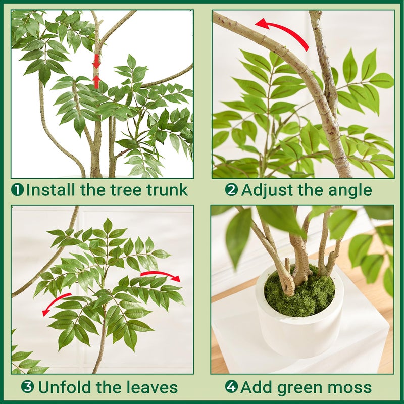 FloraFairy 6.5FT Artificial Sumac Tree with White Pot, Tall Faux Plants Indoor, Large Fake Tree with Nearly Natural Silk Plant (Real Touch), for Home, Office, Living Room, Patio, Lobby Decor - Image 5