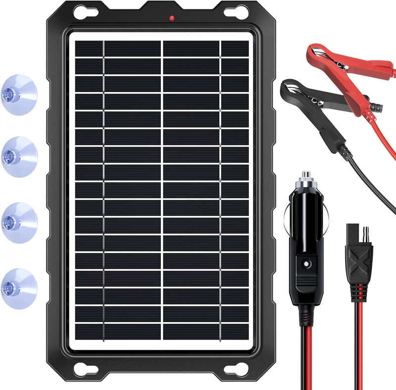 SUNAPEX 12V Solar Battery Charge: 10W Waterproof Portable Solar Panel Kit - Battery Maintainer Trickle Charger - with Upgrade Built in Charge Controller for Car Boat RV Trailer Automotive Motorcycle - Image 1