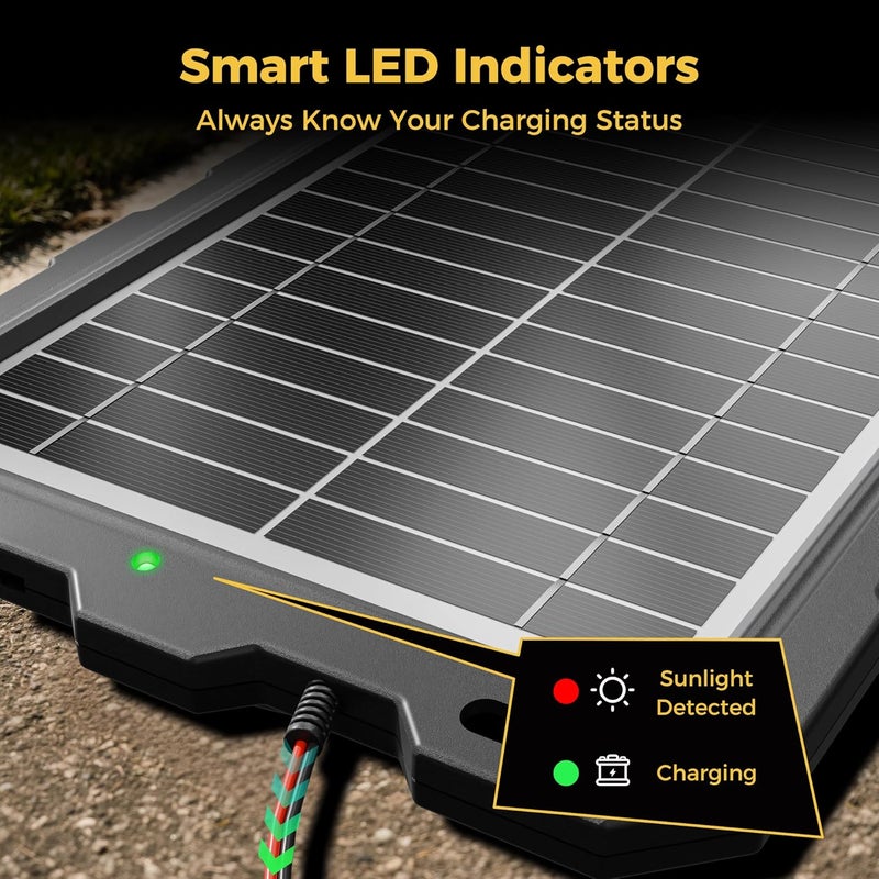 SUNAPEX 12V Solar Battery Charge: 10W Waterproof Portable Solar Panel Kit - Battery Maintainer Trickle Charger - with Upgrade Built in Charge Controller for Car Boat RV Trailer Automotive Motorcycle - Image 5