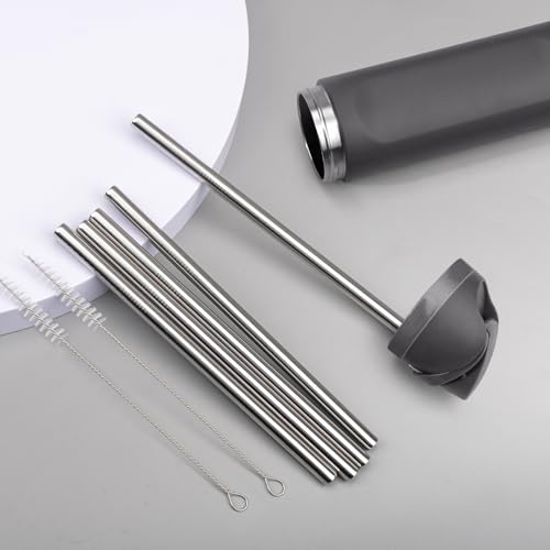 Esayendder Metal Replacement Straws for Owala Water Bottle 24 oz 32 oz, Reusable Stainless Steel Straws 6 PCS With 2 Cleaning Brush Compatible With Owala Water Bottle - Image 5