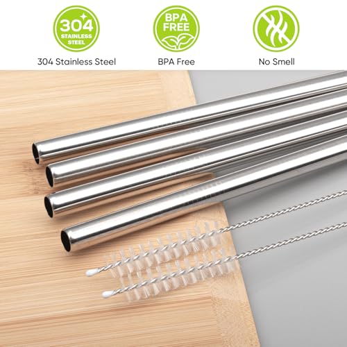 Esayendder Metal Replacement Straws for Owala Water Bottle 24 oz 32 oz, Reusable Stainless Steel Straws 6 PCS With 2 Cleaning Brush Compatible With Owala Water Bottle - Image 3