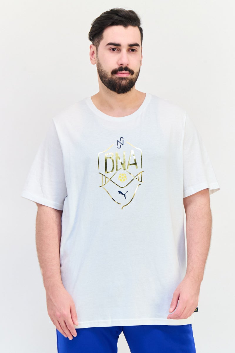 Puma x NJR Men Sportswear Fit Short Sleeves Football T-Shirt, Off White - Image 1
