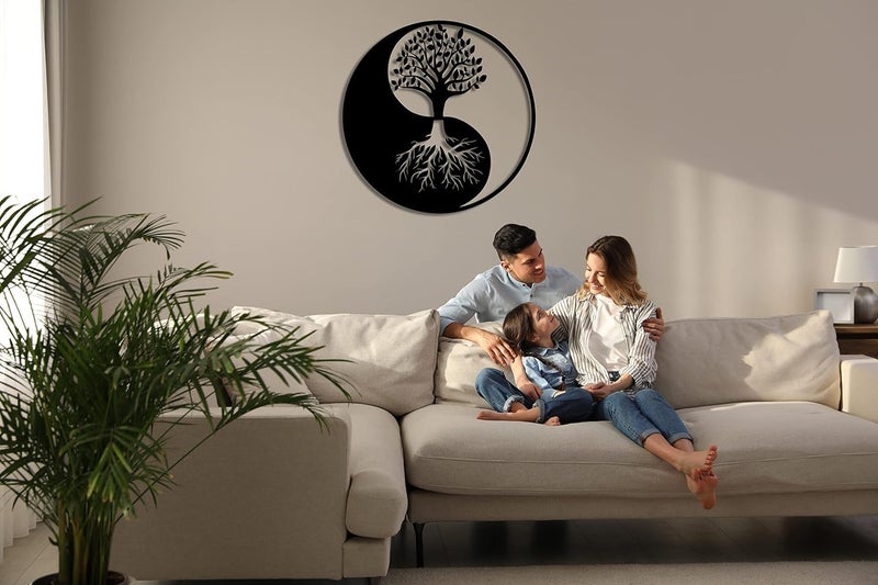 Ventuos Metal Wall Art Tree of Life Wall Art Metal Yin Yang Decor Metal Wall Dcor Interior Decoration Wall Hangings 18 W x 18 H 45x45 cm - Image 3