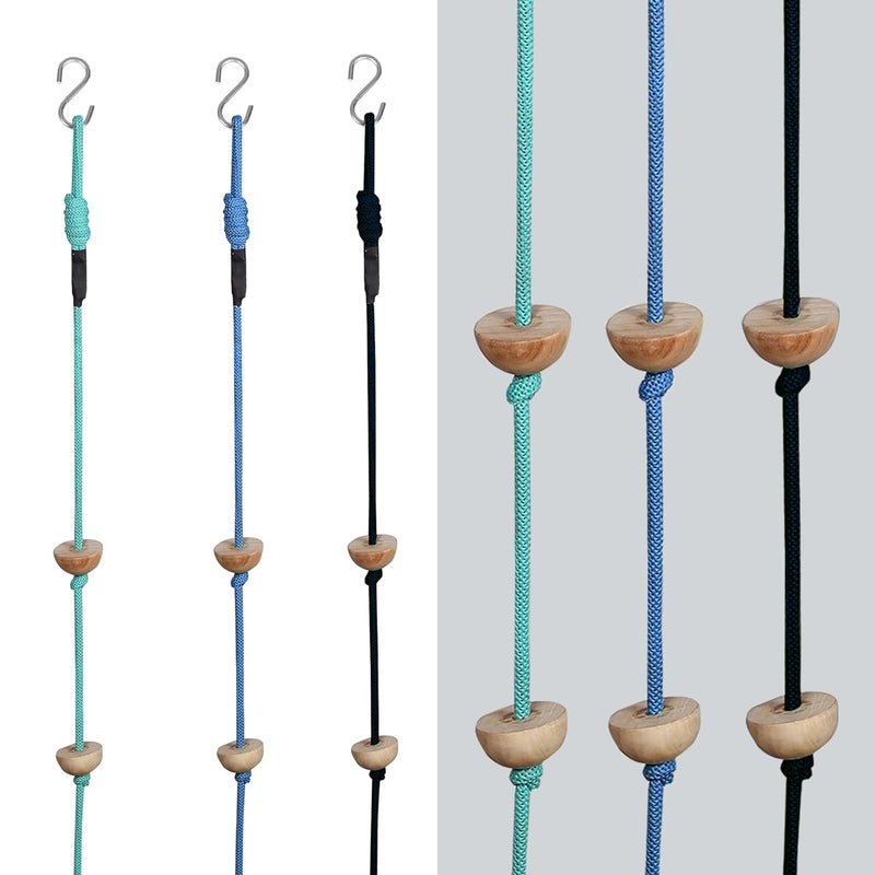 BOFFLE 8 Ft Kids Climbing Rope with 7 Wooden Knots Rope for Tree Houses and Climbing Frames, Swing Set | Backyard Outdoor Play (Blue) - Image 2