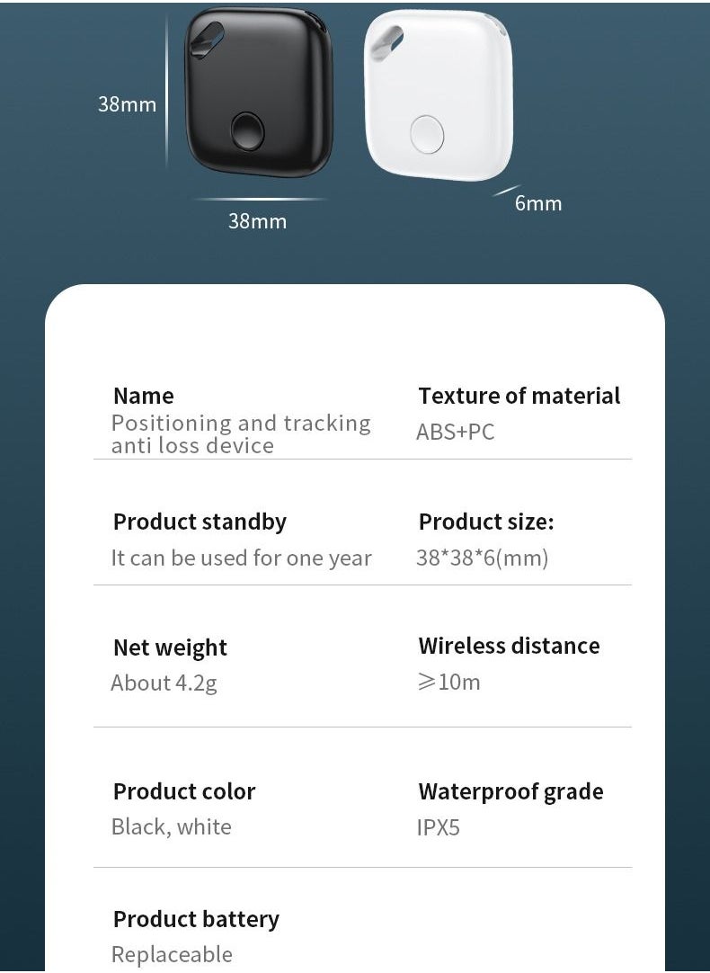 Generic - Bluetooth Tracker Keys Finder and Item Locator for Keys Bags and More Anti-lose tag Phone Finder iOS Compatible Support Apple Find My White - Image 1