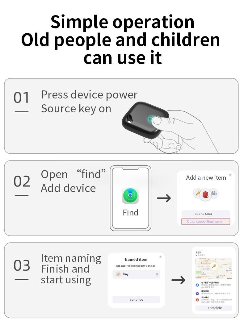 Generic - Bluetooth Tracker Keys Finder and Item Locator for Keys Bags and More Anti-lose tag Phone Finder iOS Compatible Support Apple Find My White - Image 1