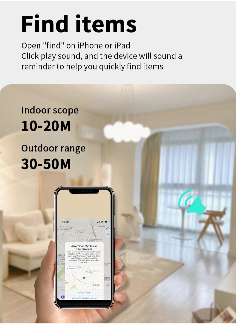 Generic - Bluetooth Tracker Keys Finder and Item Locator for Keys Bags and More Anti-lose tag Phone Finder iOS Compatible Support Apple Find My White - Image 1