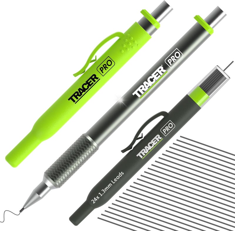 Tracer Pro Series Precision Pencil with 24 x Replacement 1.3mm Leads and Site Holsters. All-in-one Aluminium Precision Marking Kit - Image 1