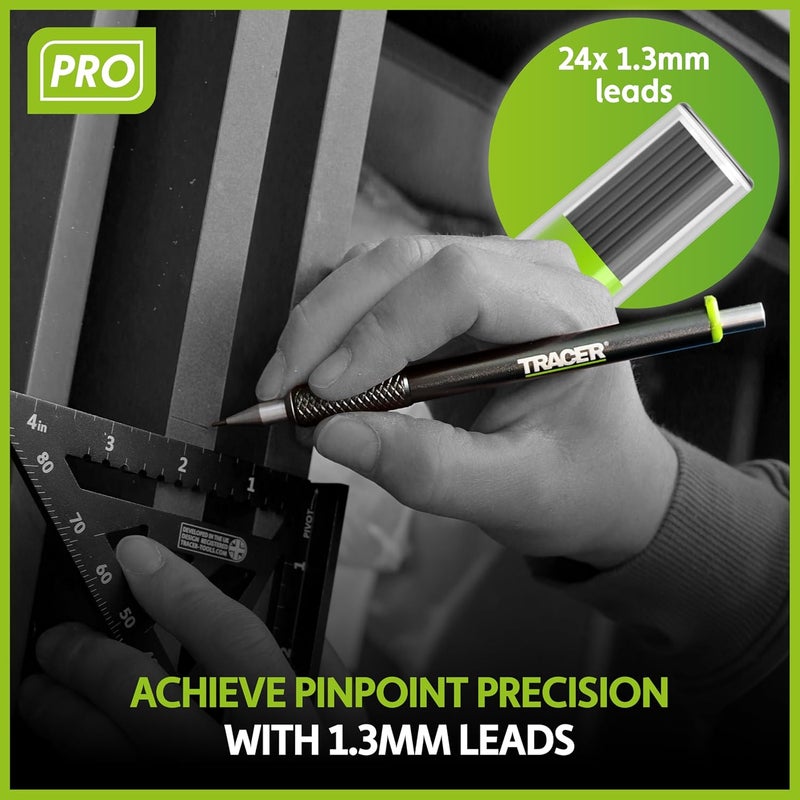Tracer Pro Series Precision Pencil with 24 x Replacement 1.3mm Leads and Site Holsters. All-in-one Aluminium Precision Marking Kit - Image 3