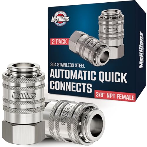 McKillans Automatic 38 NPT Female Quick Connect Fittings Stainless Steel 38 Pressure Washer Quick Connect Kit Power Washer NPT 38 Quick Connect Fittings PUSHTOCONNECT - Image 1