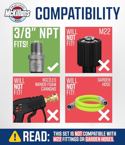 McKillans Automatic 38 NPT Female Quick Connect Fittings Stainless Steel 38 Pressure Washer Quick Connect Kit Power Washer NPT 38 Quick Connect Fittings PUSHTOCONNECT - Image 3
