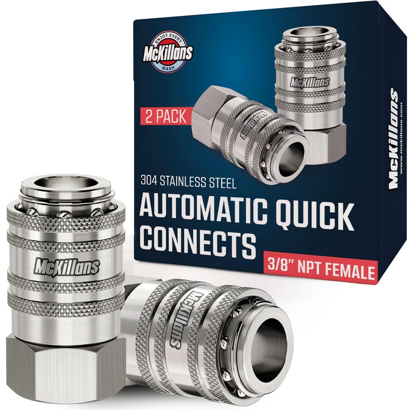 McKillans Automatic 38 NPT Female Quick Connect Fittings Stainless Steel 38 Pressure Washer Quick Connect Kit Power Washer NPT 38 Quick Connect Fittings PUSHTOCONNECT - Image 2