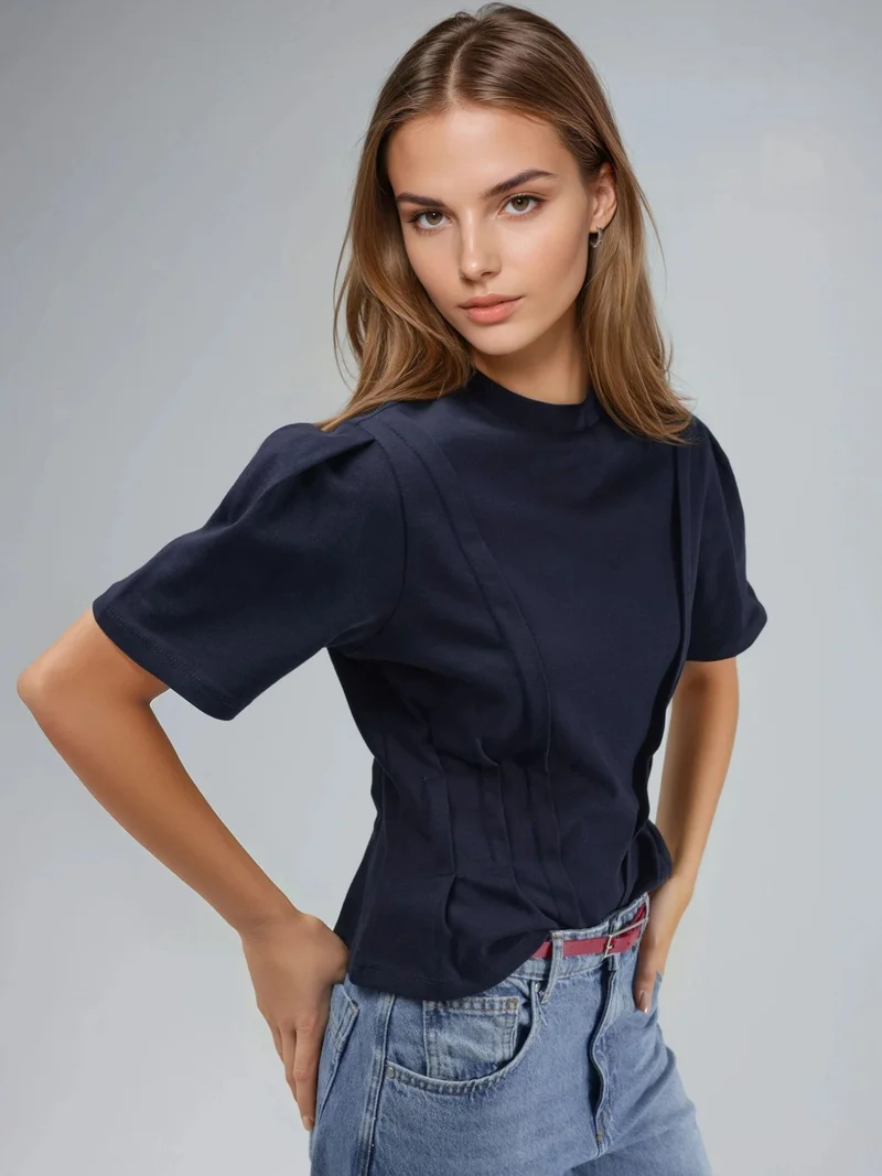 Hiccup Midnight Blue Fitted Crew Neck T-Shirt for Women | Best Price UAE