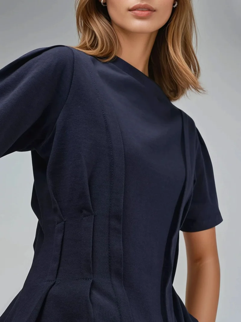 Hiccup Midnight Blue Fitted Crew Neck T-Shirt for Women | Best Price UAE