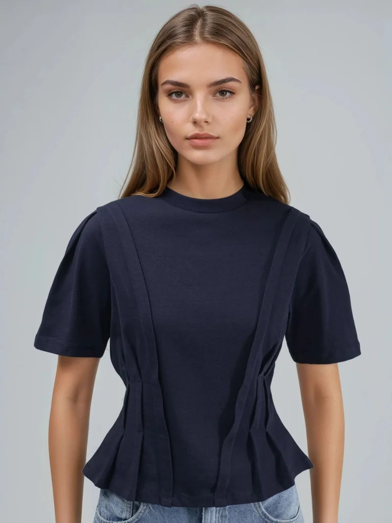 Hiccup Midnight Blue Fitted Crew Neck T-Shirt for Women | Best Price UAE