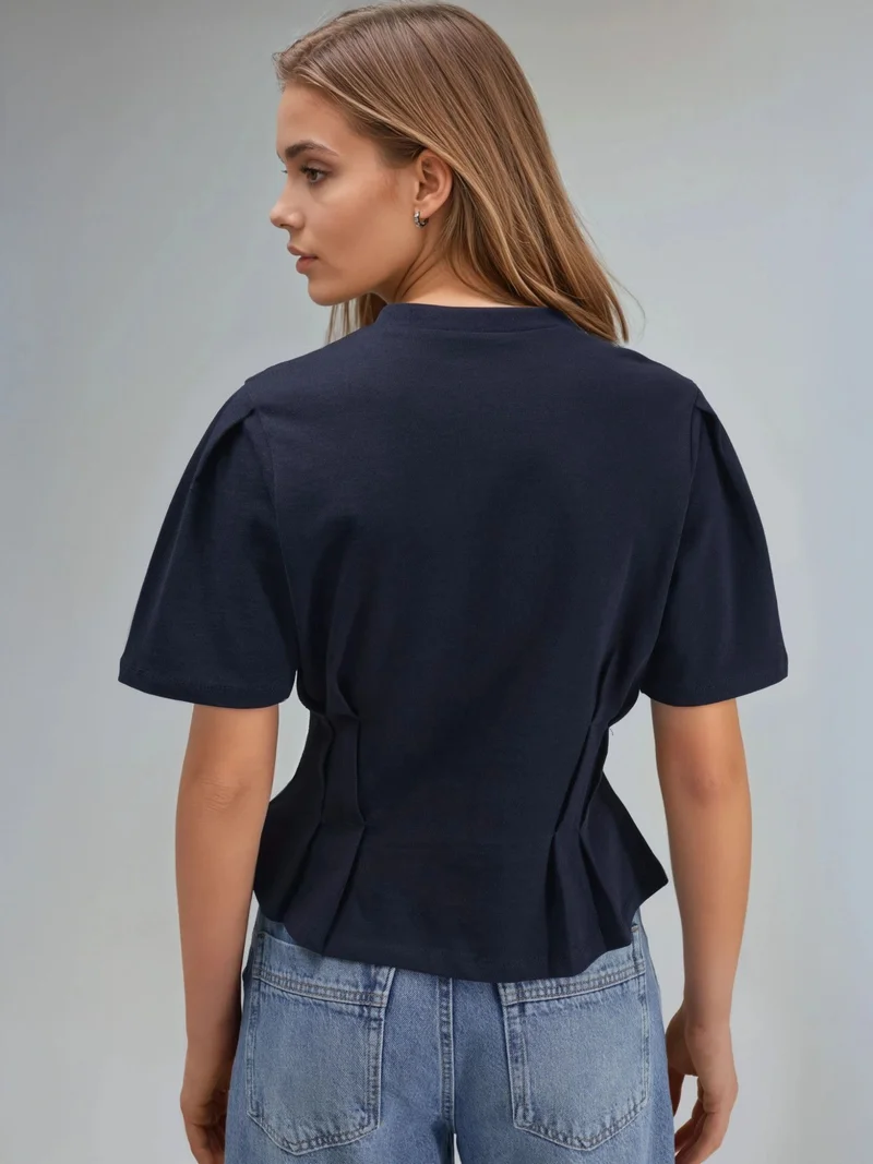 Hiccup Midnight Blue Fitted Crew Neck T-Shirt for Women | Best Price UAE
