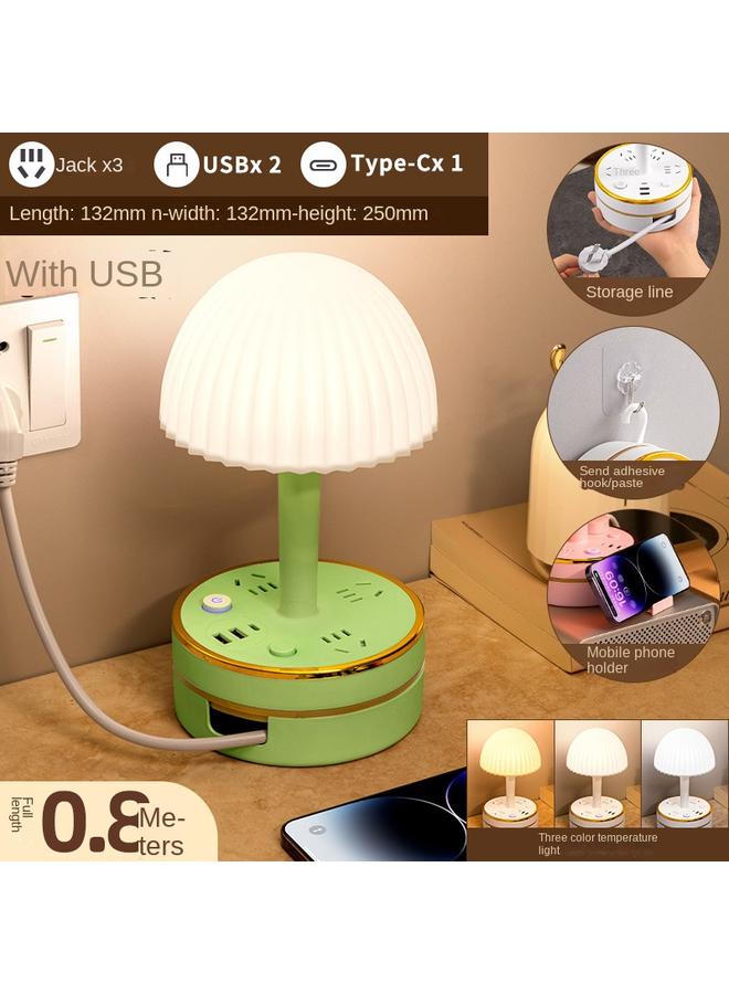 Bluejw Table Lamp Socket Integrated Bedside Lamp LED Dormitory Bedroom College Students Multi-functional Desktop Plug-in Ins High Color Value - Image 1