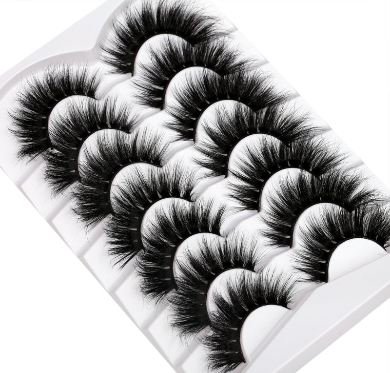 Pooplunch Cat Eye Look Dramatic False Eyelashes Extension Volume Thick 20MM Long Wispy 8D Soft Faux Mink Lash Fake Eyelashes Strips 7 Pairs Pack - Image 4