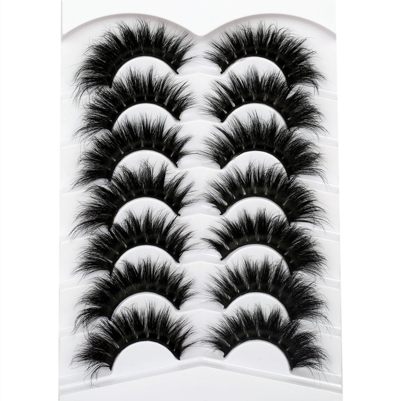 Pooplunch Cat Eye Look Dramatic False Eyelashes Extension Volume Thick 20MM Long Wispy 8D Soft Faux Mink Lash Fake Eyelashes Strips 7 Pairs Pack - Image 3