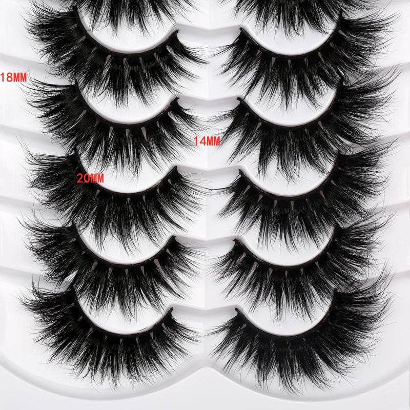 Pooplunch Cat Eye Look Dramatic False Eyelashes Extension Volume Thick 20MM Long Wispy 8D Soft Faux Mink Lash Fake Eyelashes Strips 7 Pairs Pack - Image 2