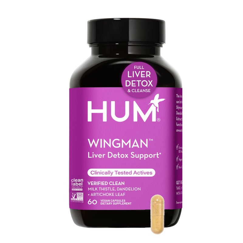 HUM Wing Man - Liver Detox and Liver Support Supplement with Milk Thistle, Dandelion Root Powder & Artichoke Leaf Extract - Helps Flush Liver of Toxins (60-Count)