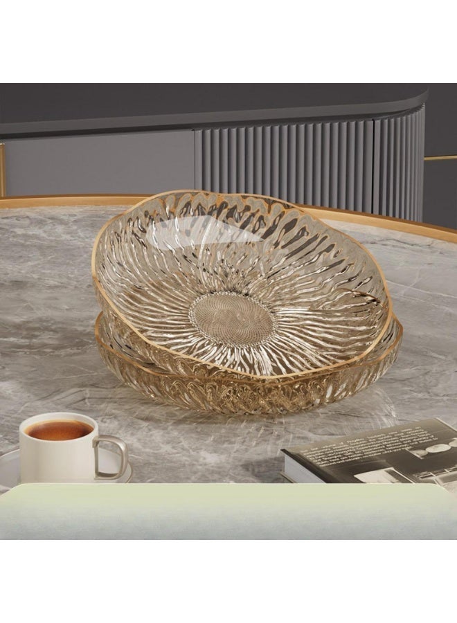 وانغبانغزي طبق فواكه 2 قطعة، صينية تقديم متعددة الاستخدامات مع حافة ذهبية أنيقة وبتصميم جليدي، طبق مقبلات كبير للساندويشات والخضروات والمعجنات والوجبات الخفيفة، من البلاستيك الآمن في غسالة الصحون - Image 4