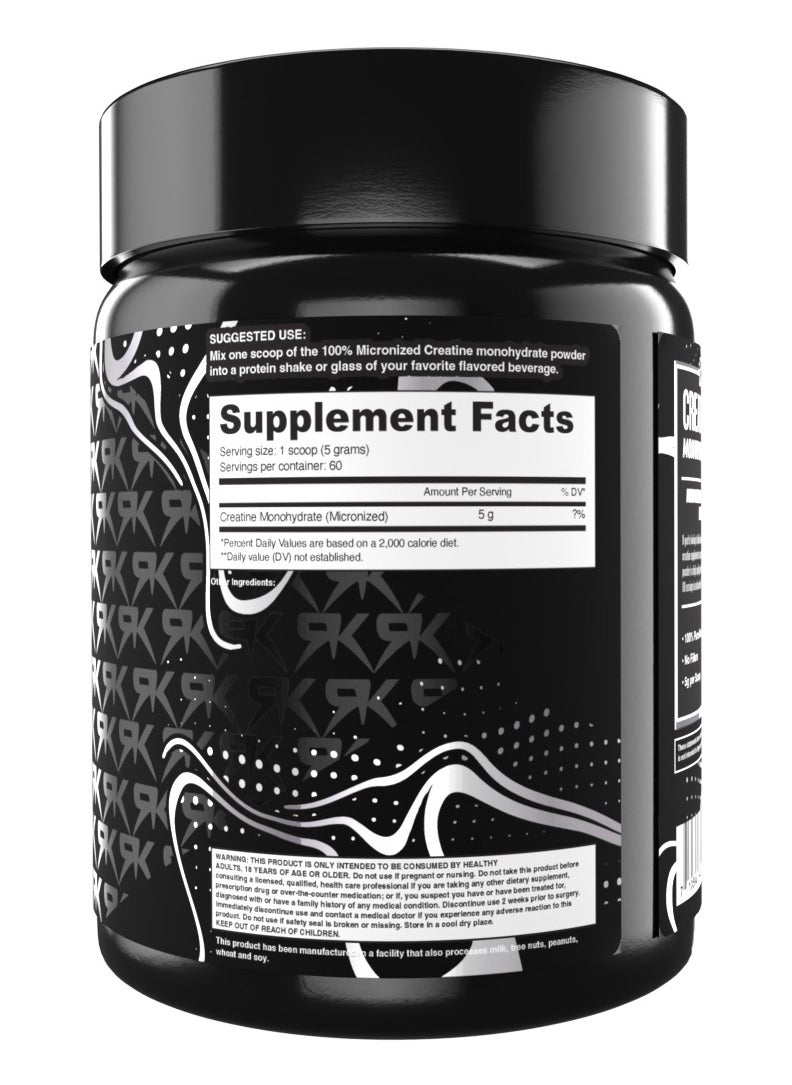 RawKem - Rawkem Creatine Monohydrate Powder – 100% Pure Micronized – unflavored – Pre-workout and post-workout recovery supplement for strength to increase muscle mass - 60 servings, 300 g - Image 1