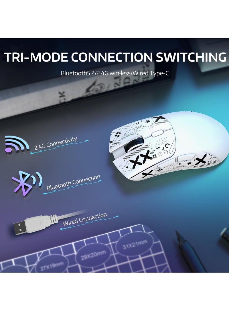 ماوس R1 59g Superlight مع شريط، ماوس ألعاب لاسلكي/سلكي BT/2.4G، 6 نقطة في البوصة قابلة للتعديل حتى 18000، بطارية تدوم 65 ساعة - Image 3