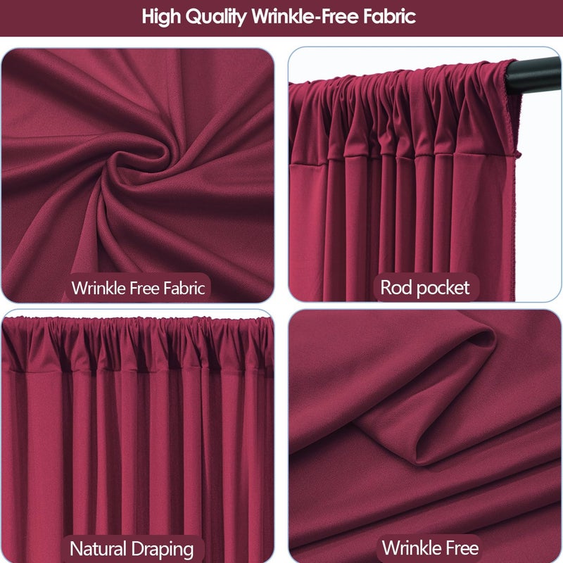 ESGOTBME 10x10ft Wrinkle Free â€ŒBurgundy Backdrop Curtain for Parties Soft Fabric Drapes Wedding â€ŒCurtain Backdrop for Birthday Party Decorations Background for Photography 5x10ft, 2 Panels - Image 5