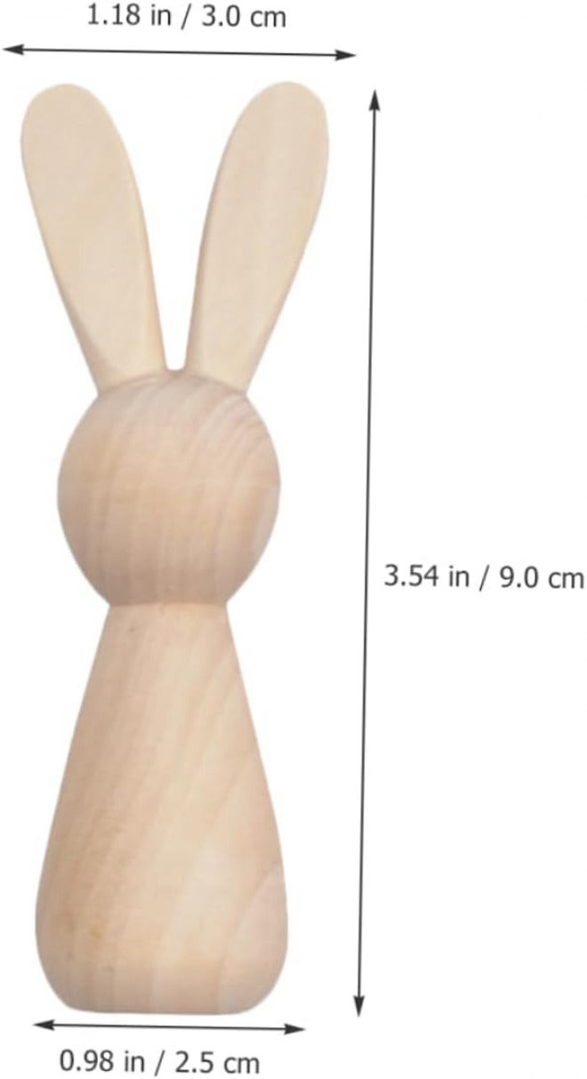 VOSAREA 2pcs DIY Unfinished Wooden Bunny Dolls Mini Wood Rabbit Peg Dolls for Creative Painting and Crafting for Room Decor and Easter Crafts - Image 4