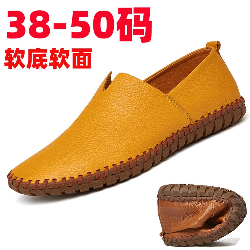 Europe Station Casual Leather Shoes Men'S Leg Driving Shoes Genuine Leather Handmade Bean Shoes Slip-On Loafers Men'S Plus Size Shoes - Image 2