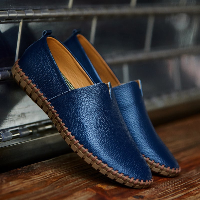 Europe Station Casual Leather Shoes Men'S Leg Driving Shoes Genuine Leather Handmade Bean Shoes Slip-On Loafers Men'S Plus Size Shoes - Image 4