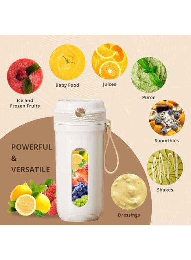 لينجي خلاط محمول بحجم شخصي، كوب عصارة، خلاط صغير للمخفوقات والعصائر، 16 أونصة، خلاط صغير محمول باليد، آلة فواكه للسفر، نزهة، مكتب، صالة الألعاب الرياضية، أبيض حليبي - Image 3