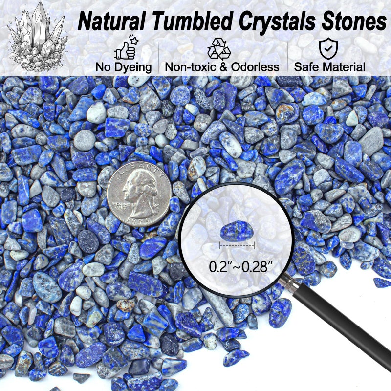 EZEELAI 0.88 Lb Lapis Lazuli Crushed Stones Aquarium Gravel Rocks Bulk, Natural Healing Reiki Crystals Stones Chips Polished Tumbled Quartz Rock for Garden|Vase Filler|Fish Turtle Tank Decorations - Image 2