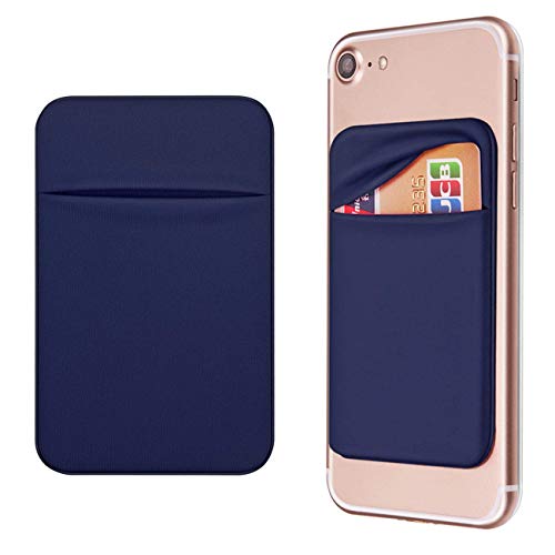 OBVIS Cell Phone Pocket Self Adhesive Card Holder Stick On Wallet Sleeve with Adhesive ID Credit Card ATM Card Holder for iPhone Android 2 PACK BLUE - Image 1
