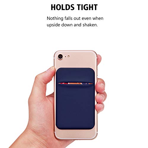 OBVIS Cell Phone Pocket Self Adhesive Card Holder Stick On Wallet Sleeve with Adhesive ID Credit Card ATM Card Holder for iPhone Android 2 PACK BLUE - Image 4