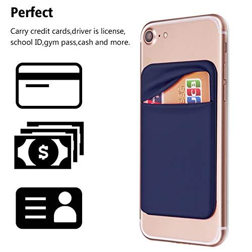 OBVIS Cell Phone Pocket Self Adhesive Card Holder Stick On Wallet Sleeve with Adhesive ID Credit Card ATM Card Holder for iPhone Android 2 PACK BLUE - Image 3