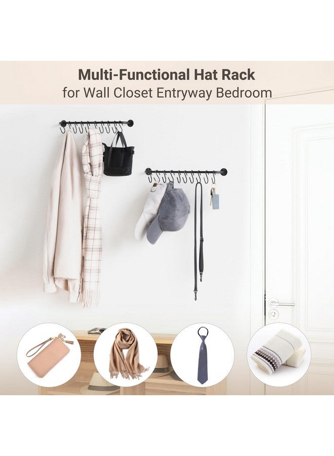 Mkono Mkono Hat Rack for Wall Baseball Cap Organizer Hanger with 20 Hooks Modern Metal Hat Holder Wall-Mounted Caps Display for Closet Door Bedroom Entryroom Laundry, Set of 2 Black  - Image 5
