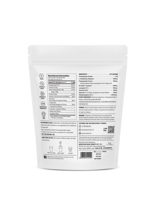 Unived Hyperpigmentation Care | L-Glutathione 500mg Packed With Antioxidant Support for Radiant & Glowing Skin | Helps Reduce Hyperpigmentation, Dark Spots & Age Spots | Berry, 30 Servings - Image 2